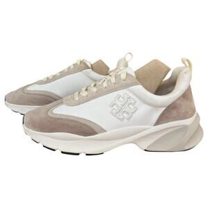 Tory Burch T Monogram Good Luck Trainer Sneakers Hazel Ivory Beige Women's 11